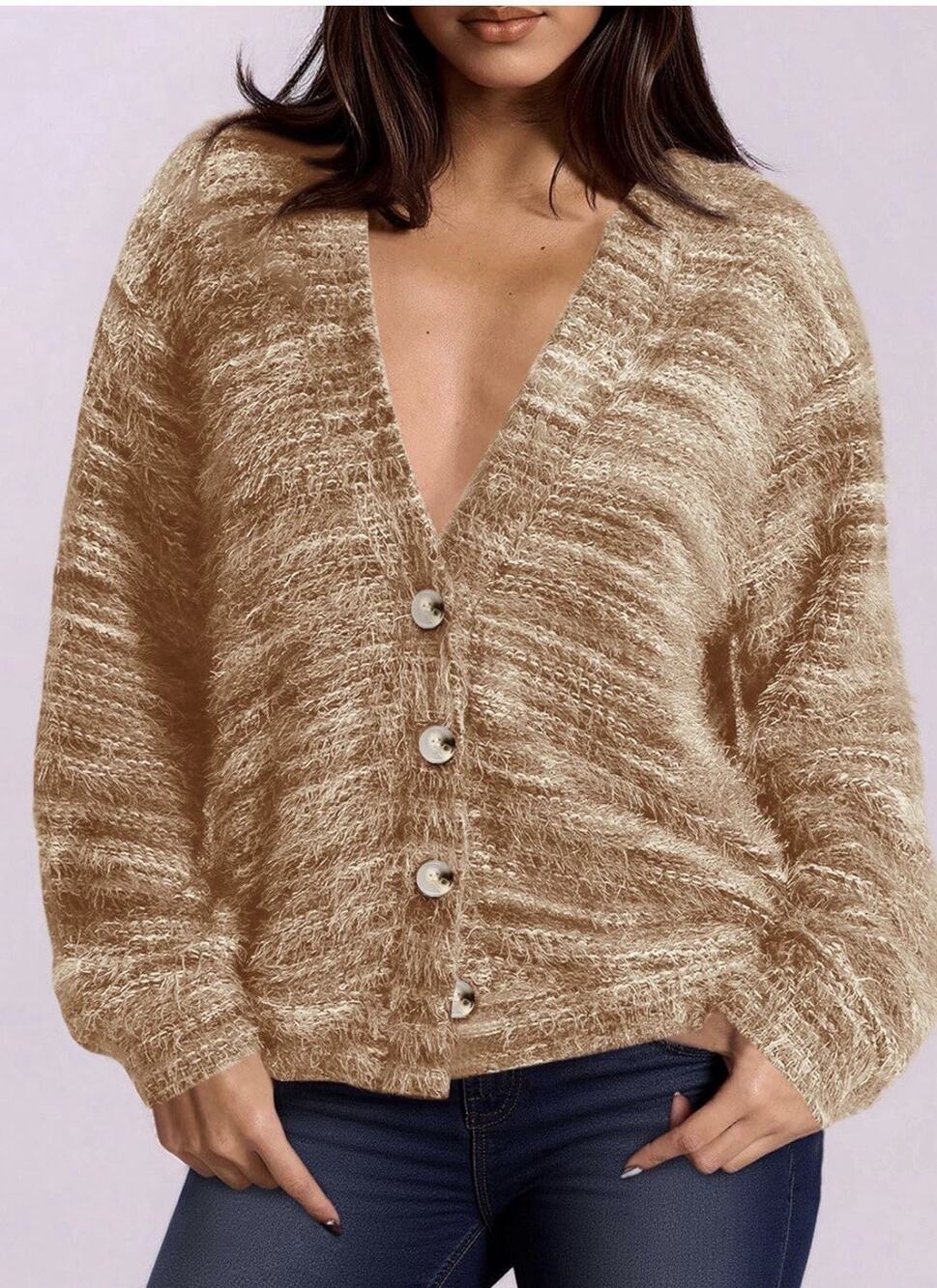 PRETTYGARDEN Button Cardigan Sweater Brown Women’s M NWT